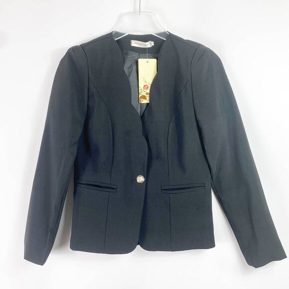 SHI LONG FASHION Black Lettuce Edge Blazer - Picture 5 of 9
